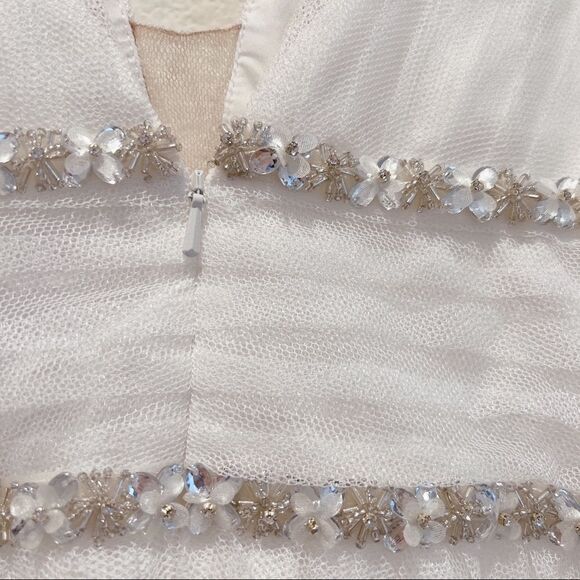 Marchesa Notte Jeweled Waist A Line Dress Ivory Size 6 - Picture 10 of 12
